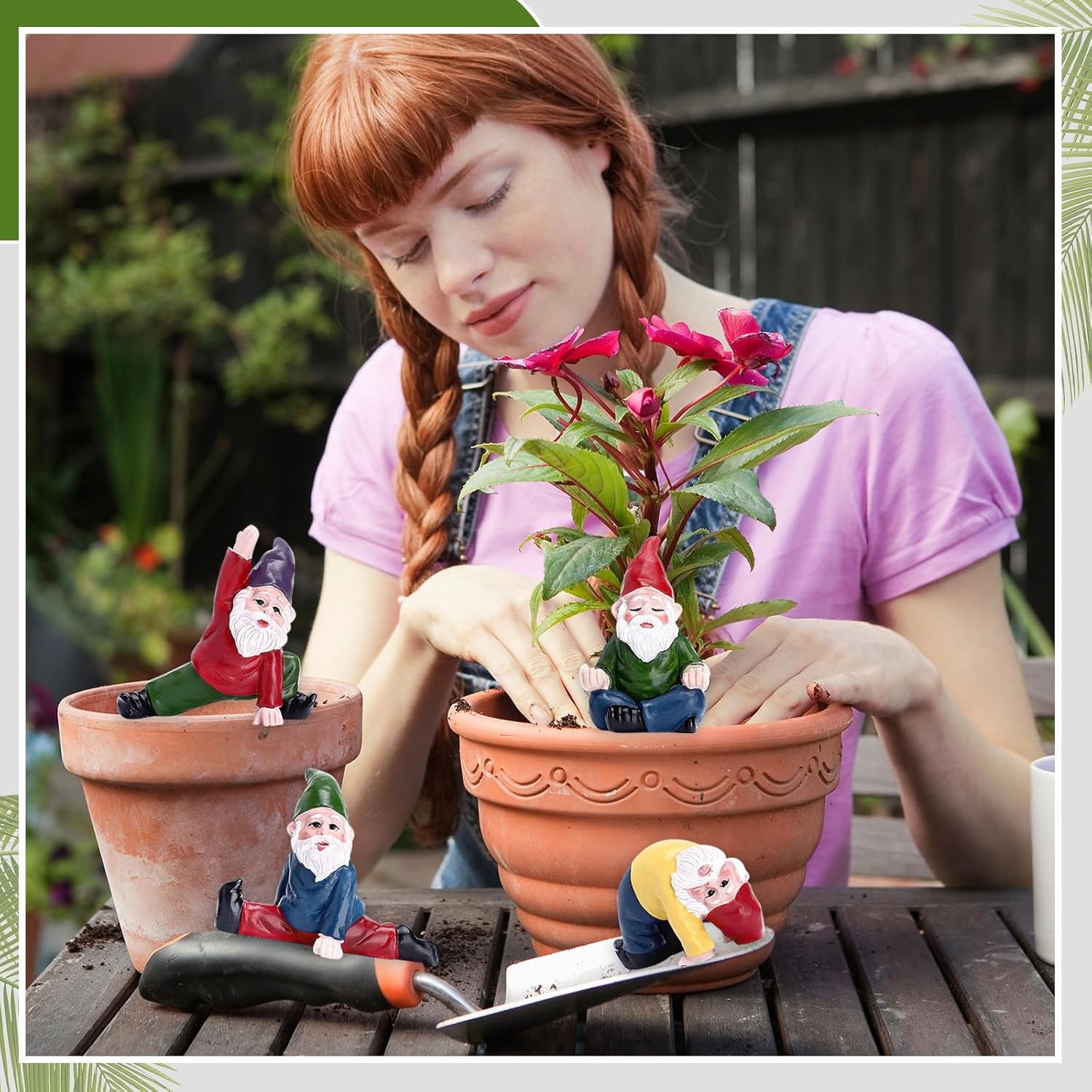 Mini Garden Gnome Figurines 4pcs Yoga Resin Fairy Decor Set