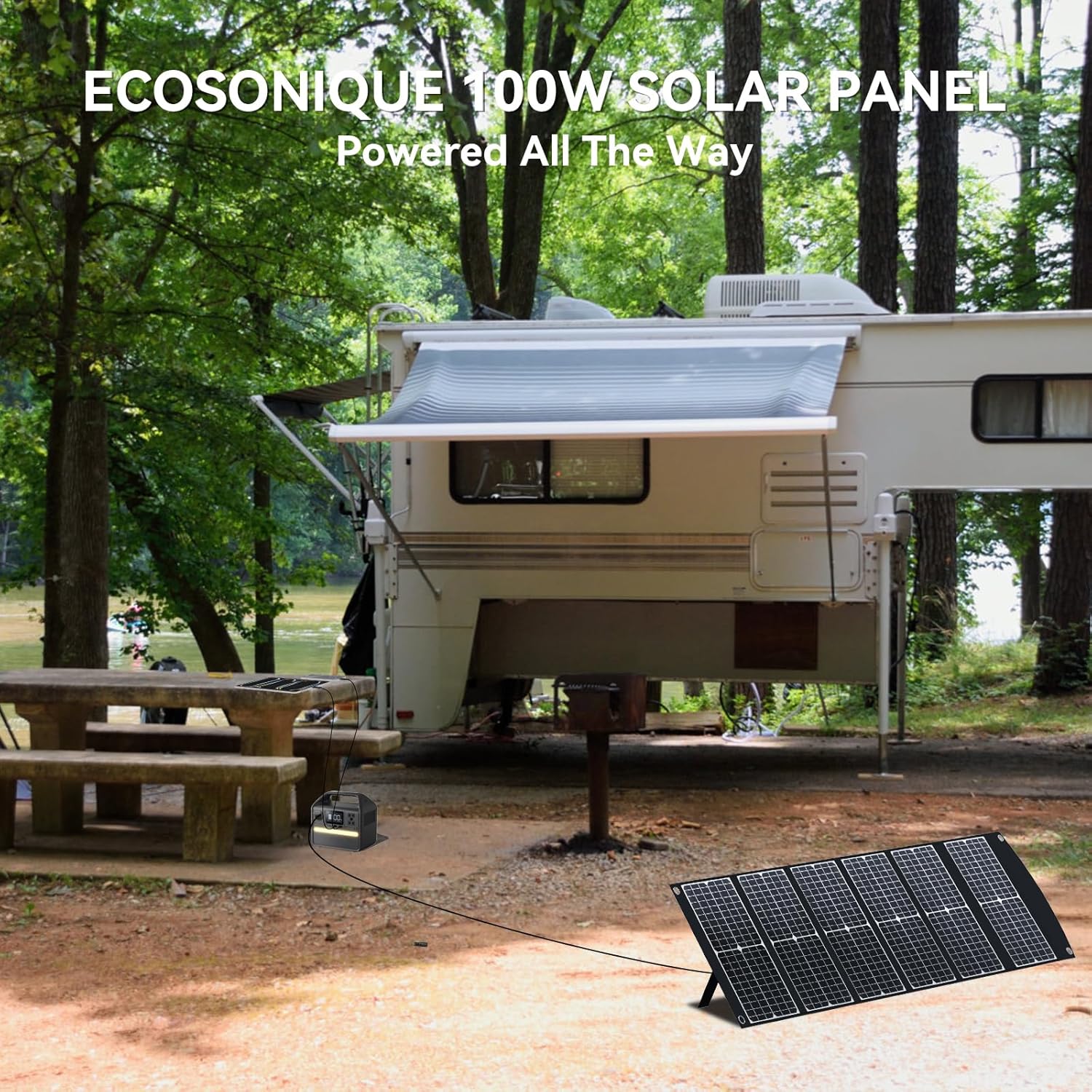 100W Foldable Solar Panel USB C DC Camping Charger