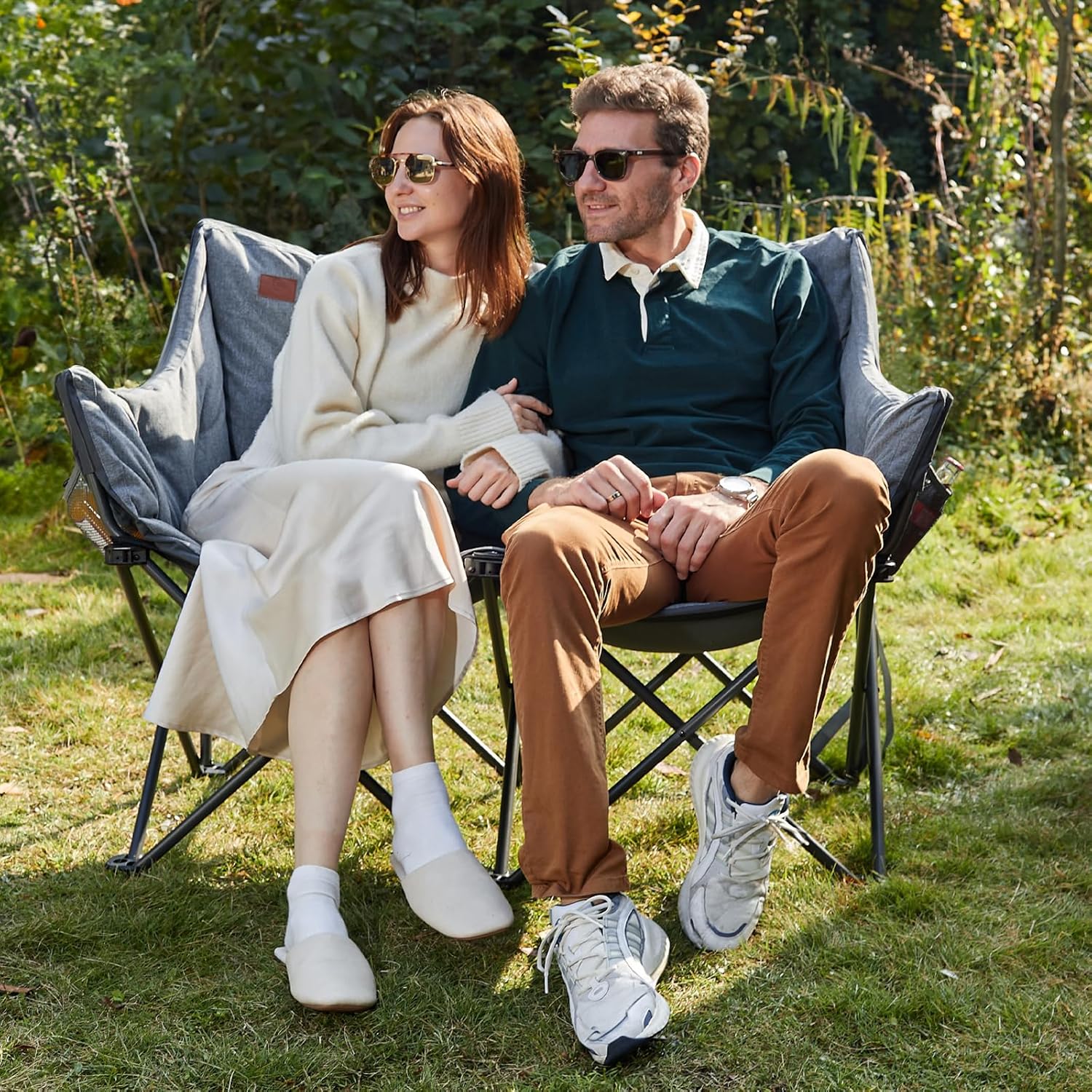 Double Folding Camping Sofa Chair 320kg 2 Seater Padded