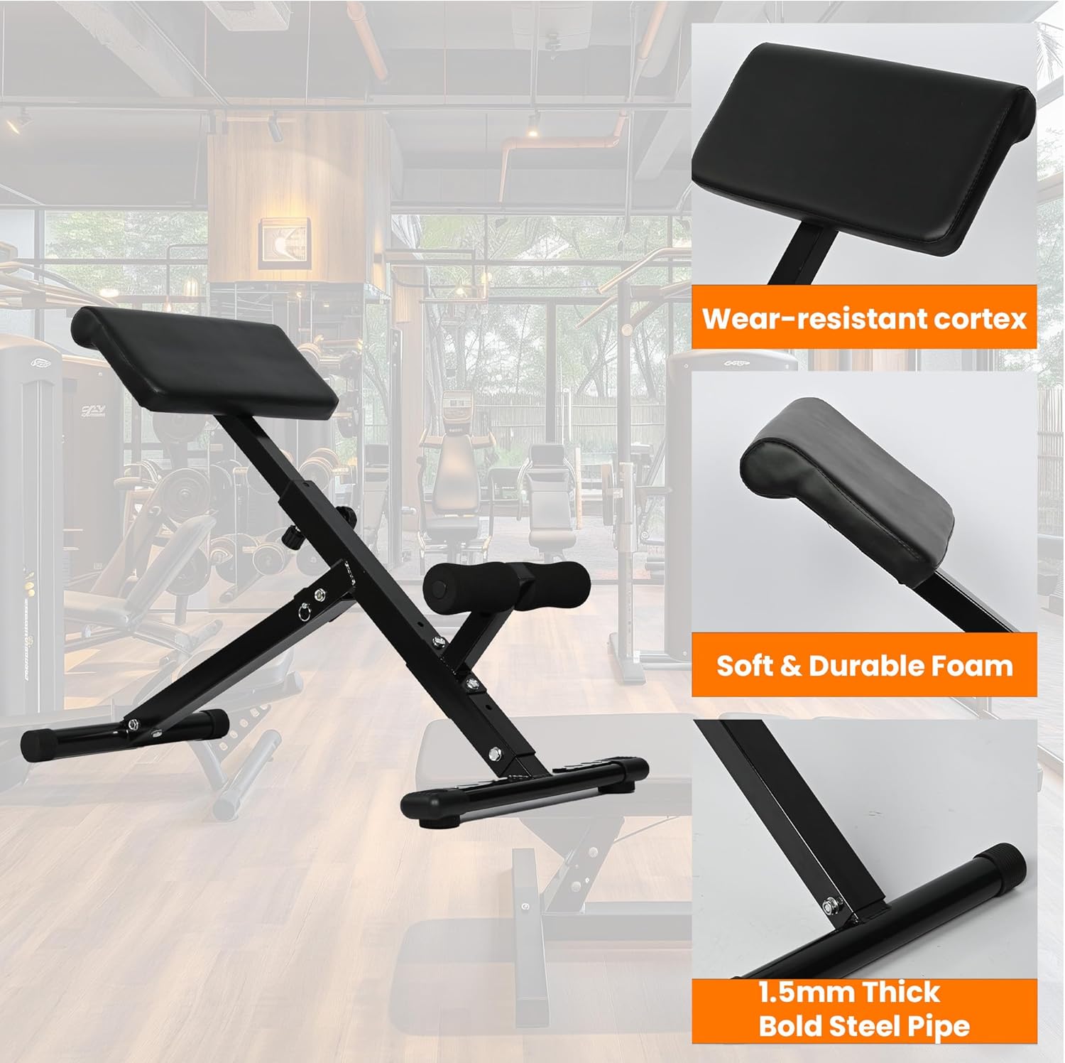 Roman Chair Hyperextension Bench Foldable Back Extension Sit Up Bench
