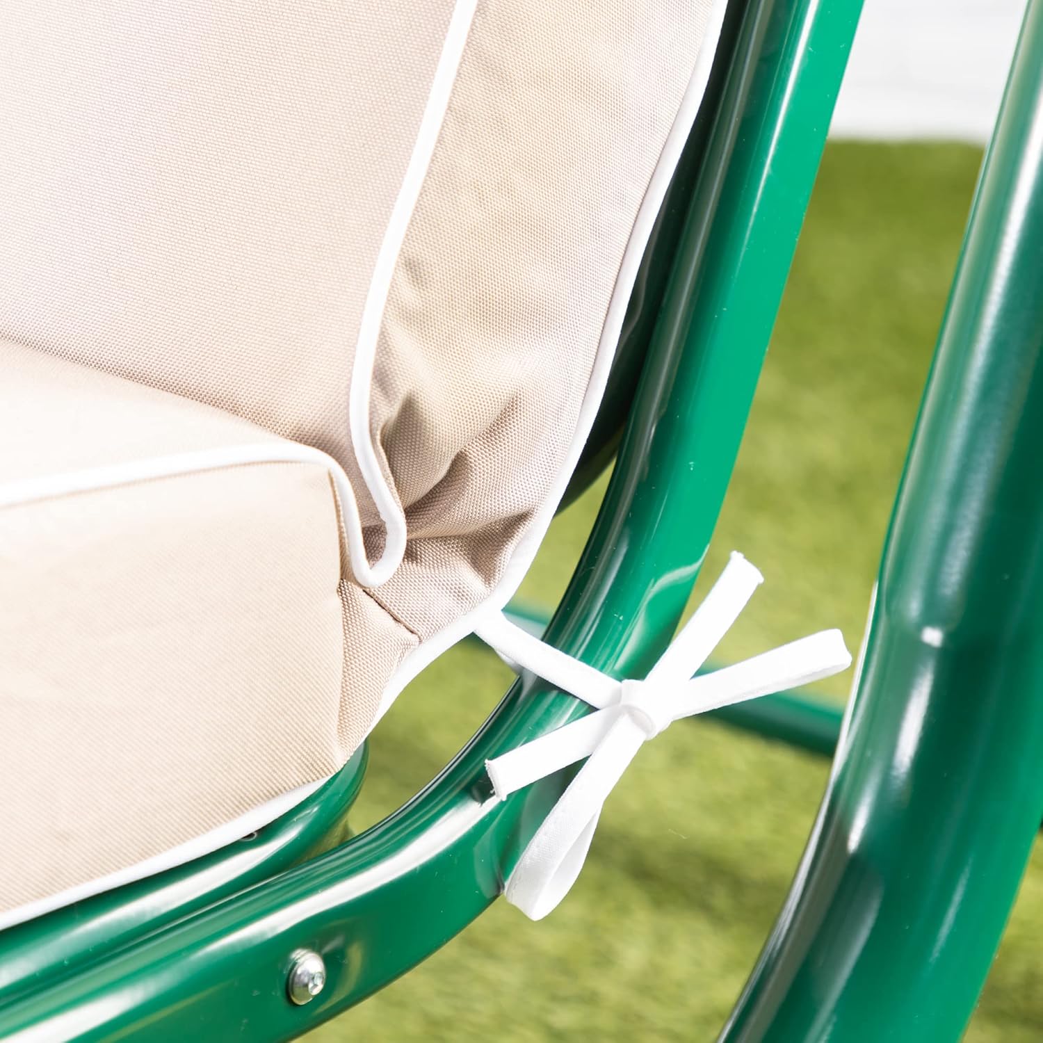 3 Seater Garden Swing Seat Taupe Canopy Luxury Cushions