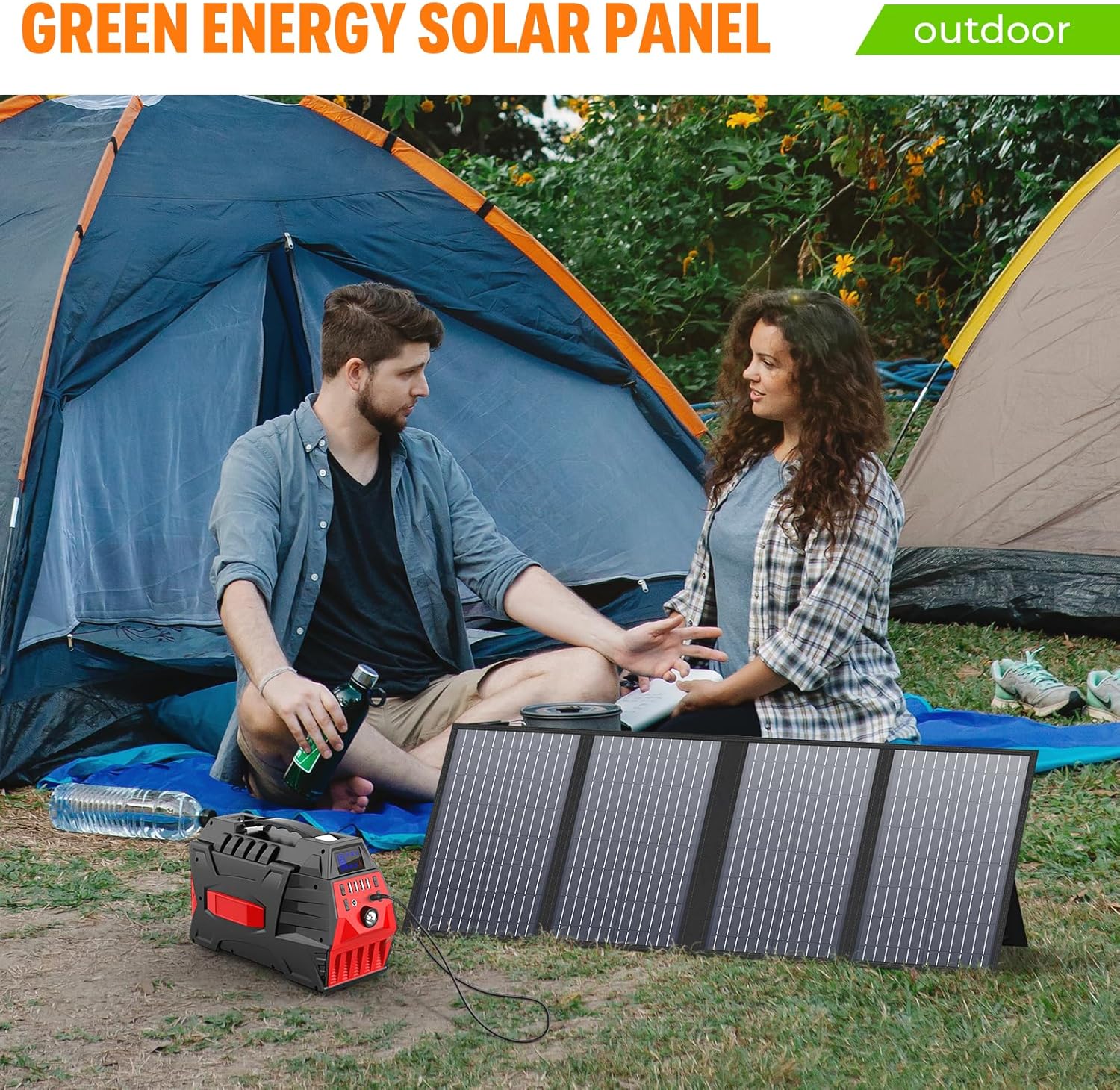 60W Portable Foldable Solar Panel USB C QC3.0 Camping Charger