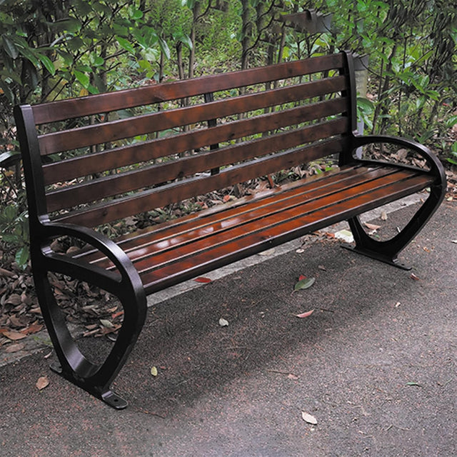 3 Seater Garden Bench Cast Iron Hardwood Outdoor Patio Seat