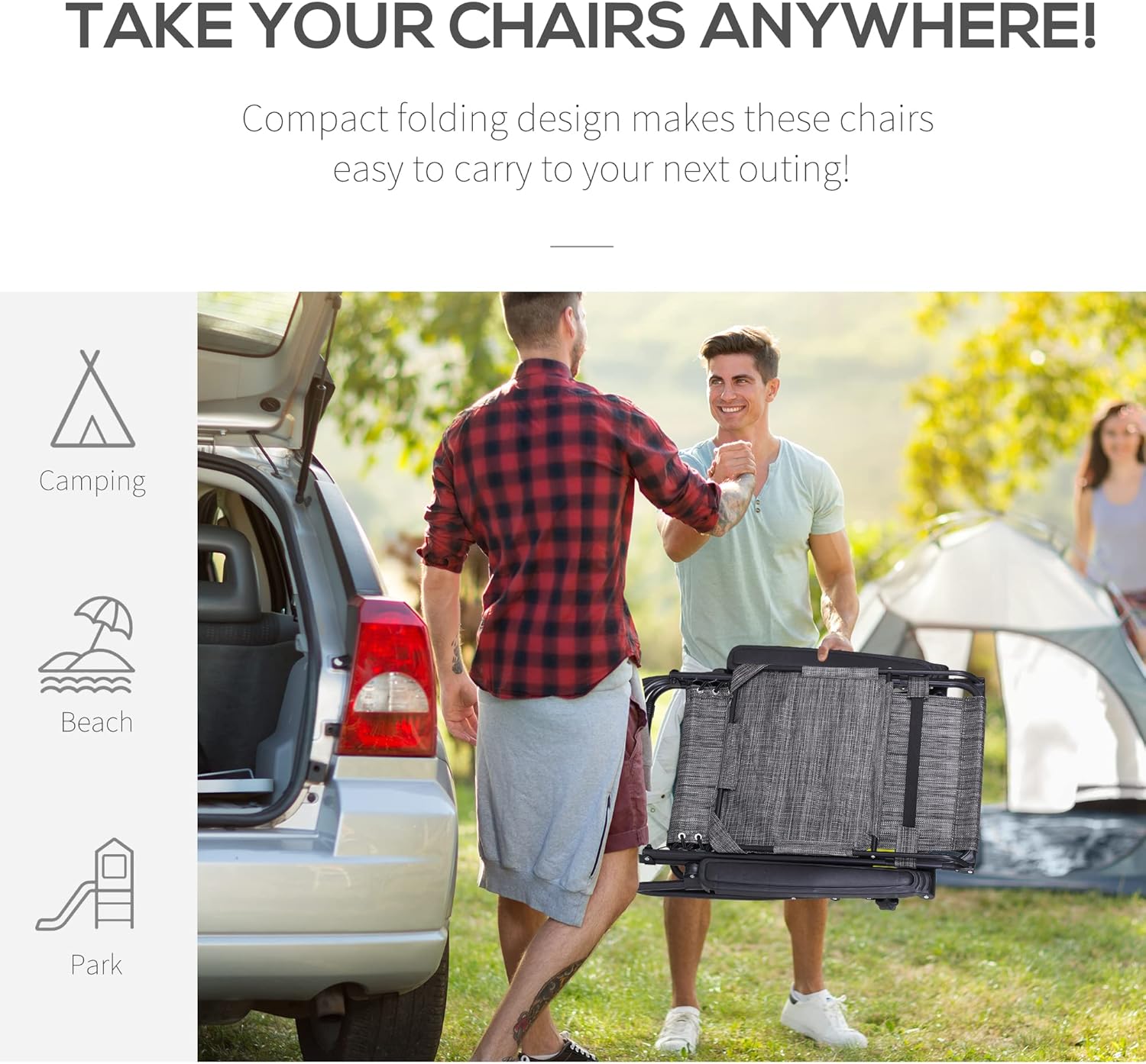 2 Zero Gravity Sun Lounger Chairs Foldable with Canopy Grey