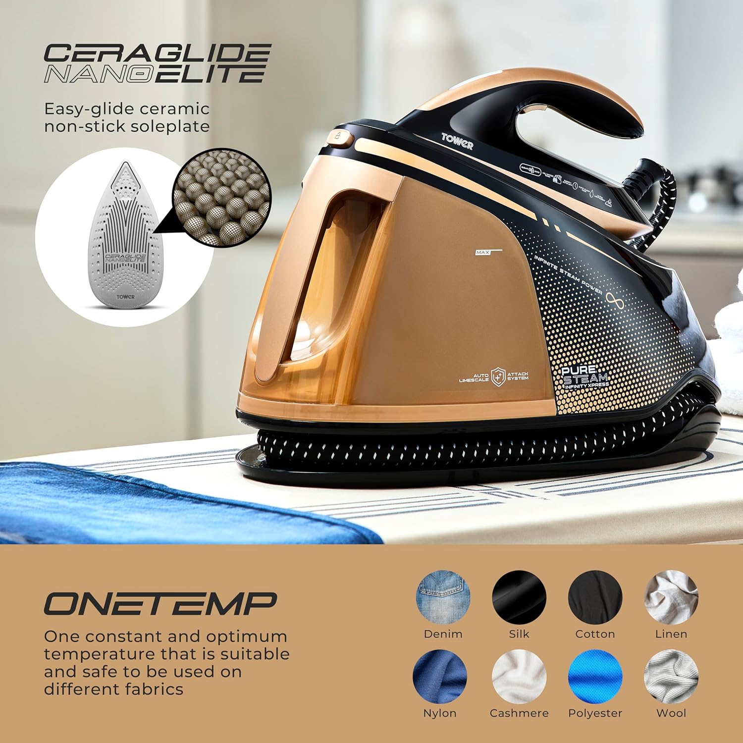 3000W Steam Generator Iron 8 Bar Pressure 1.5L Tank Ceramic Soleplate