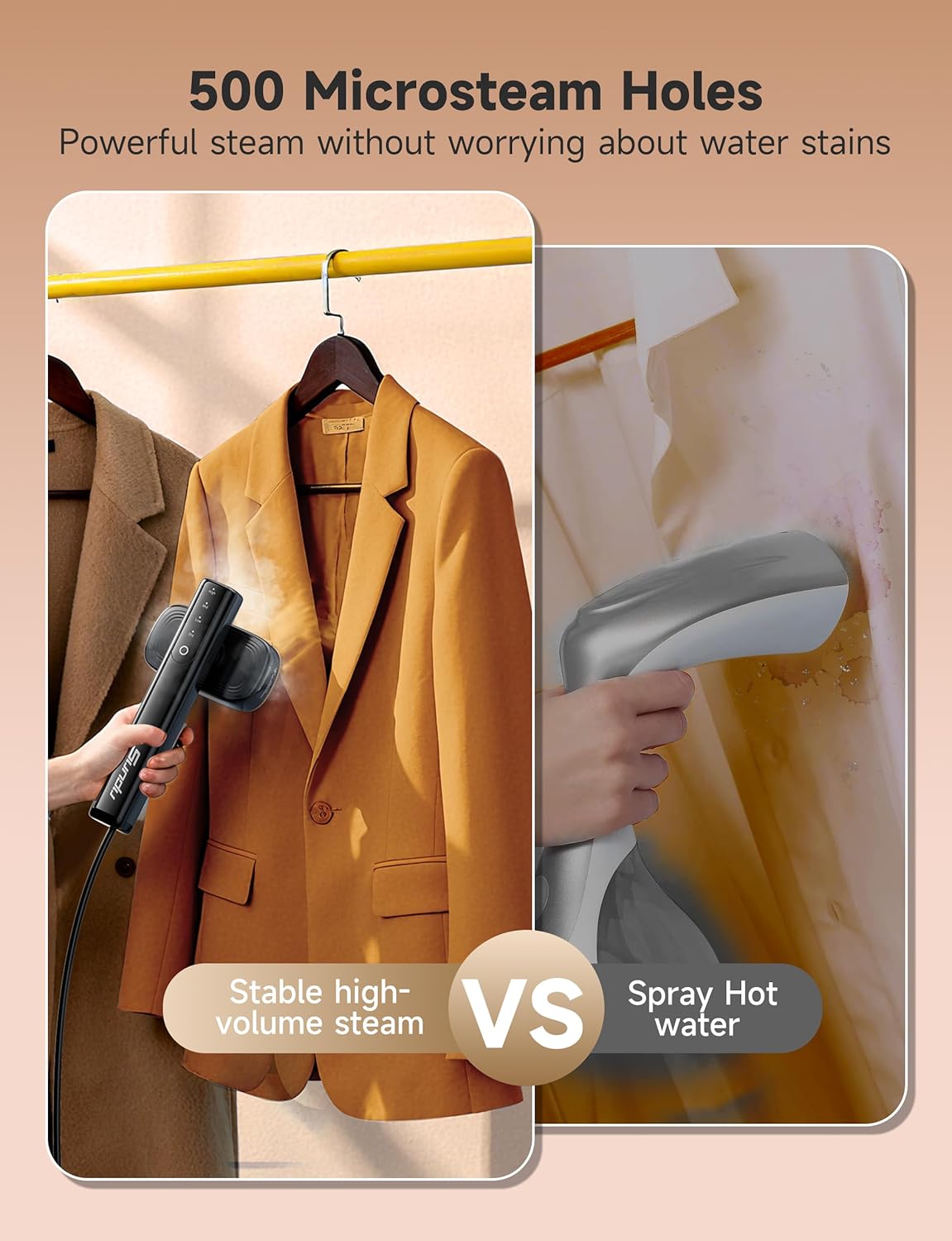 1200W Travel Garment Steamer LED Touch Portable Iron Fast Heat