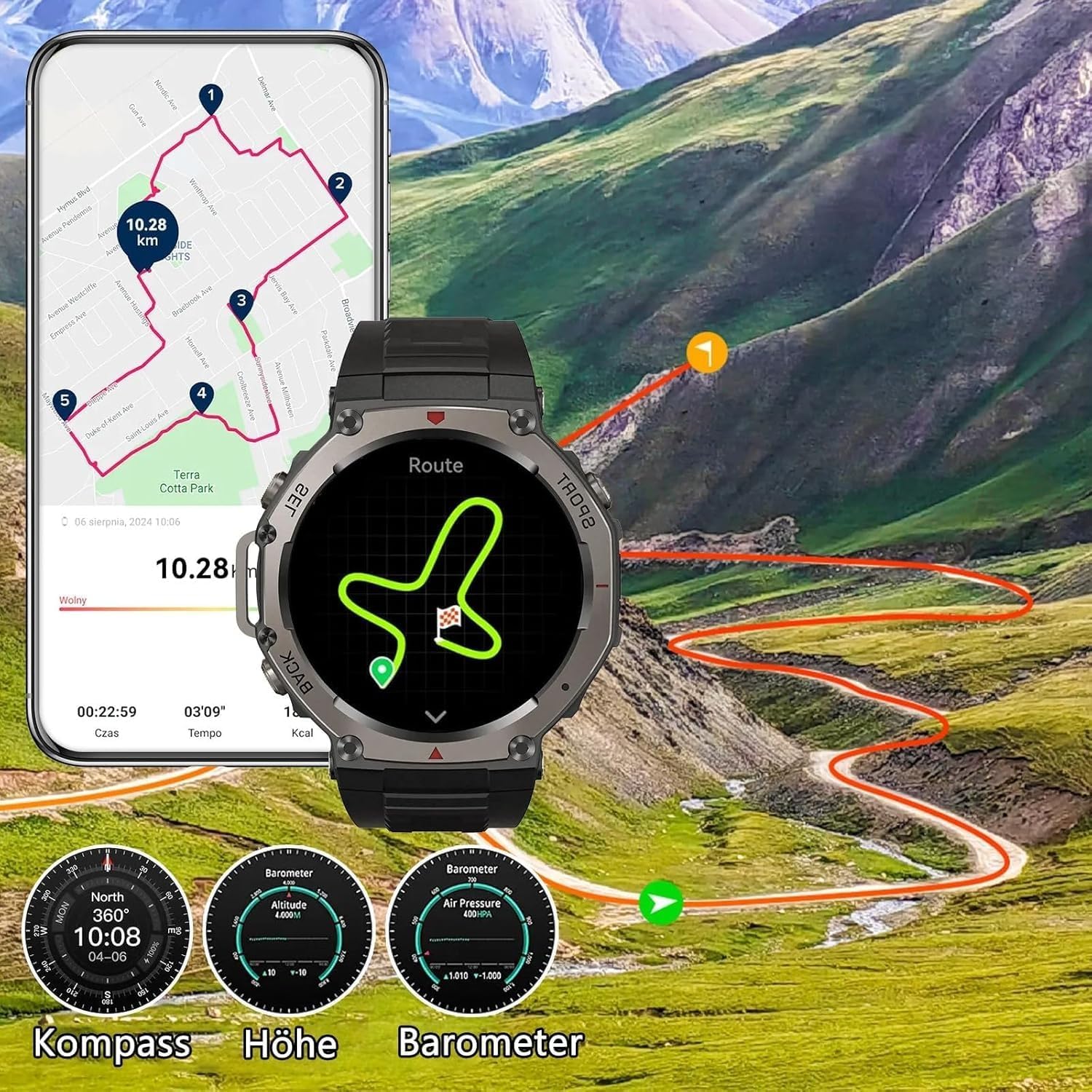 GPS Sports Smart Watch Brown 170 Sport Modes Calls