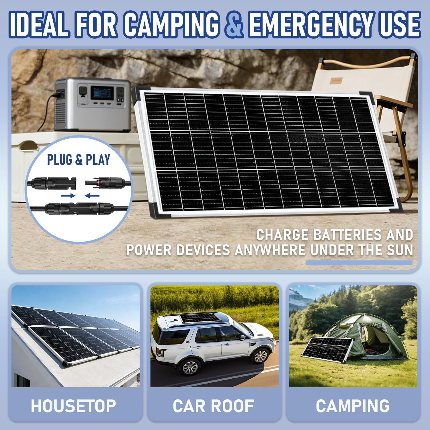 100W 12V Monocrystalline Solar Panel Caravan RV Boat