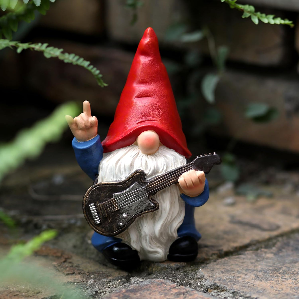 Gnome Guitar Statue Garden Decor Funny Rock Gnome Ornament