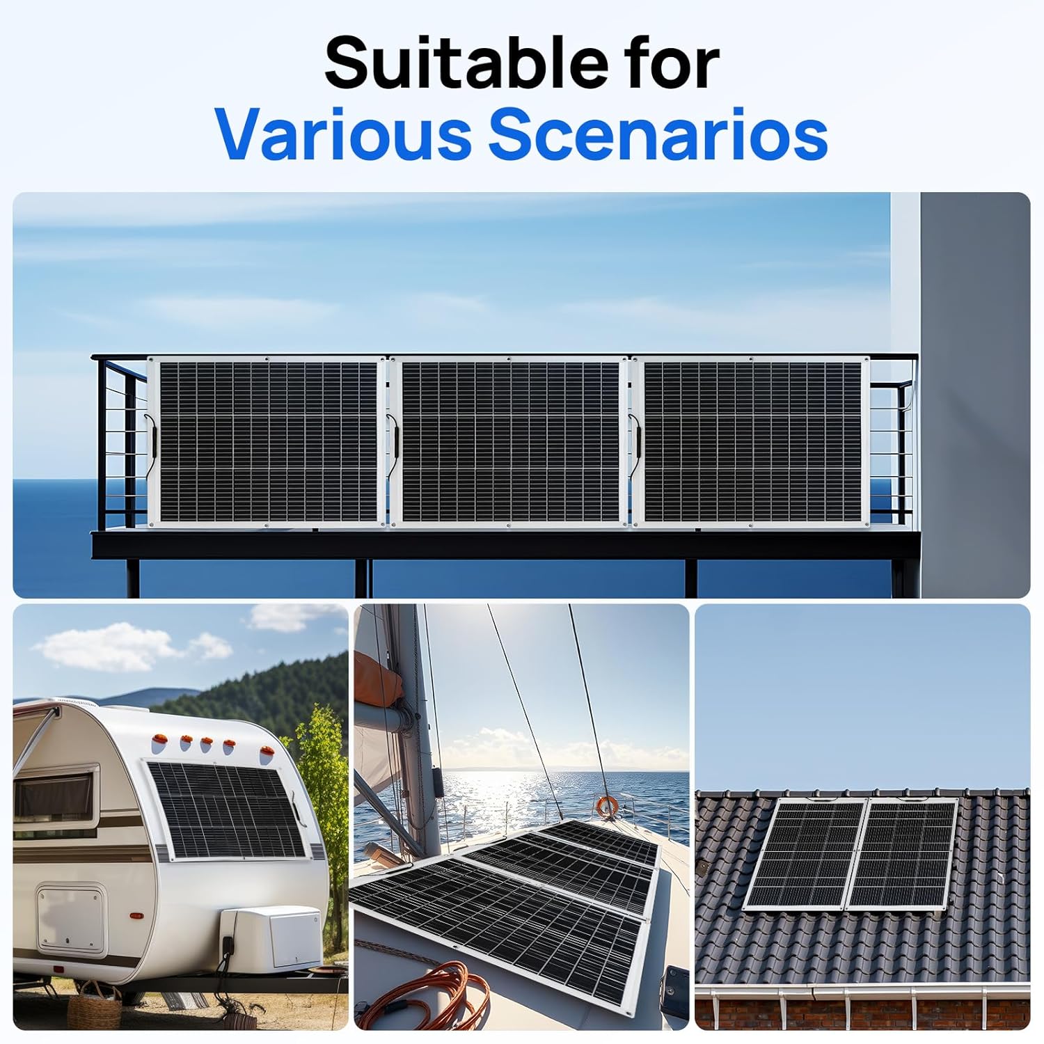 130W Flexible Solar Panel 12V Mono Lightweight RV Boat Roof