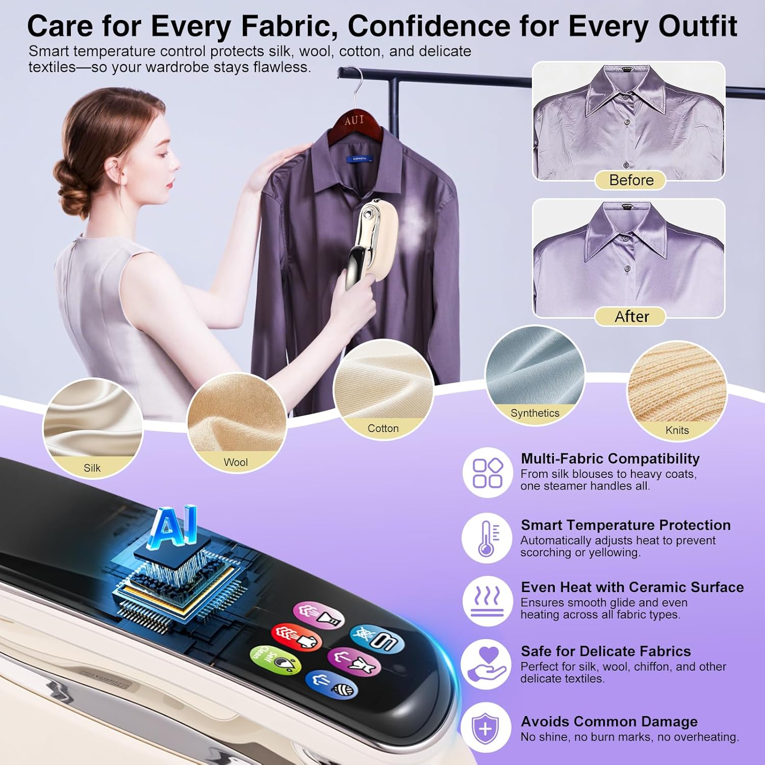 1200W Handheld Garment Steamer Portable 6 Modes Fast Heat Wrinkle Remover