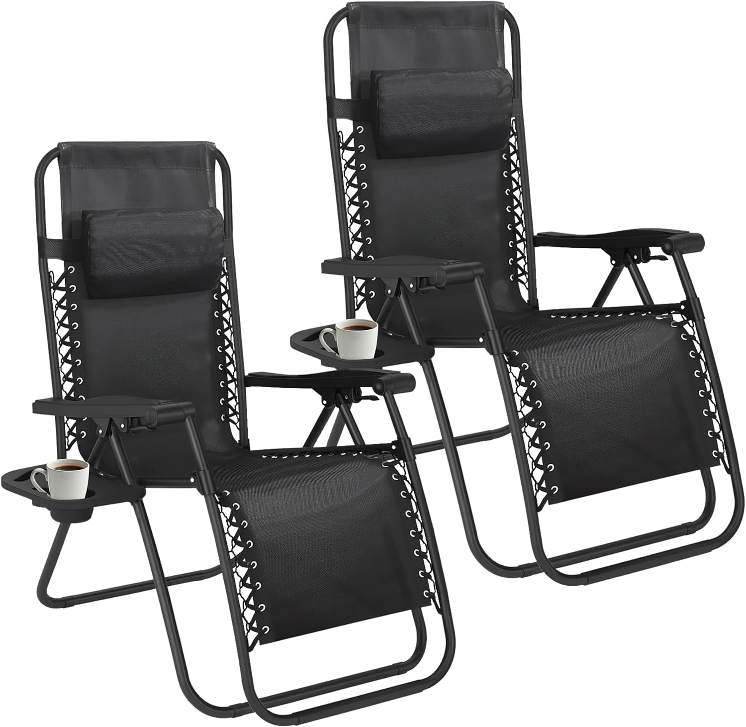 Set of 2 Zero Gravity Folding Lounge Chairs Black
