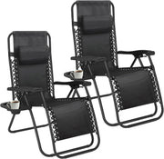 Set of 2 Zero Gravity Folding Lounge Chairs Black