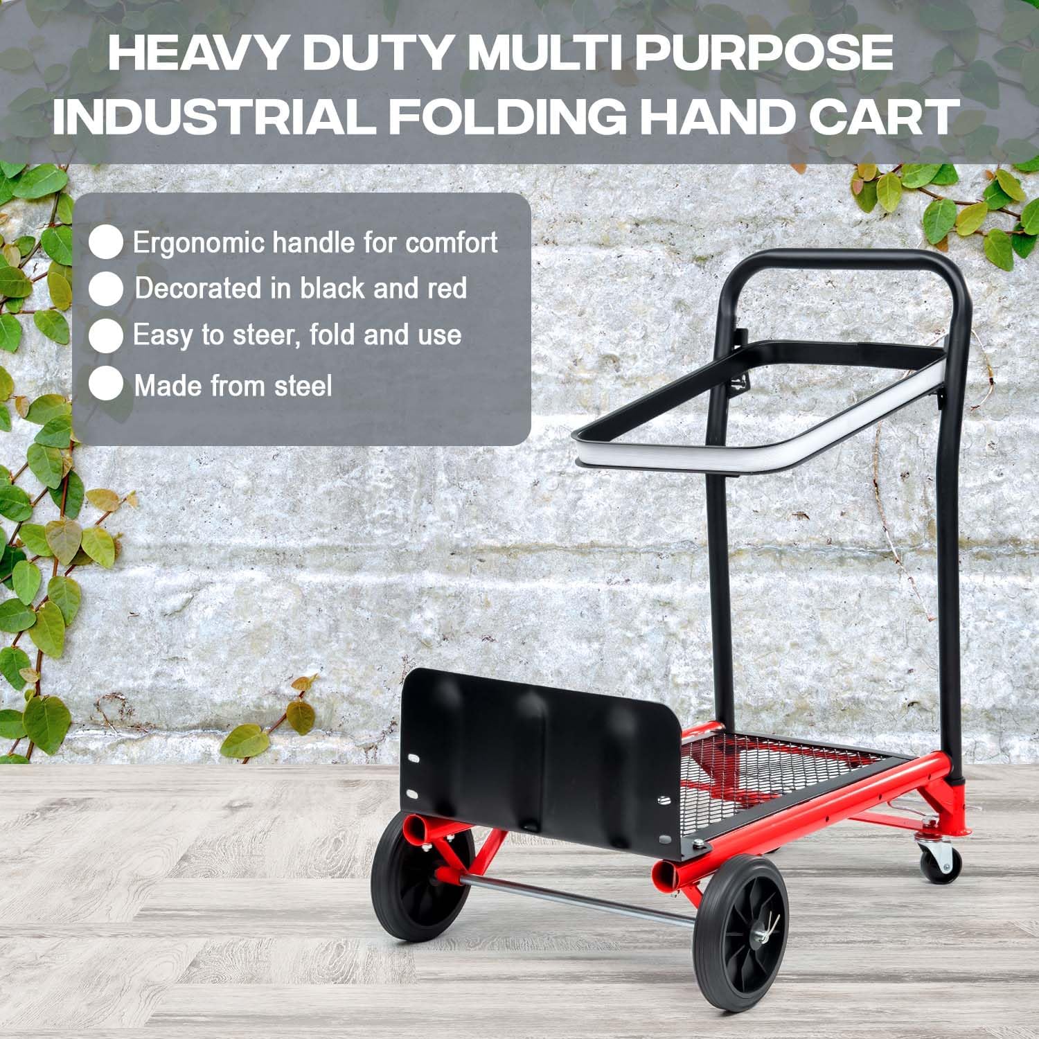 2 In 1 Folding Sack Truck Platform Trolley 60KG Heavy Duty