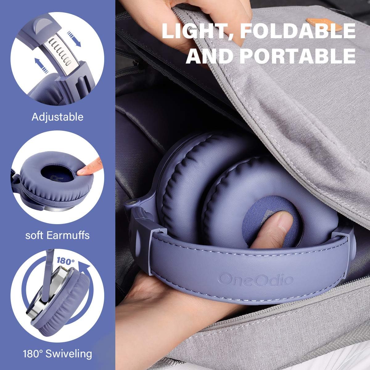 Foldable Over Ear Studio Headphones 50mm Driver DJ Monitoring Headset