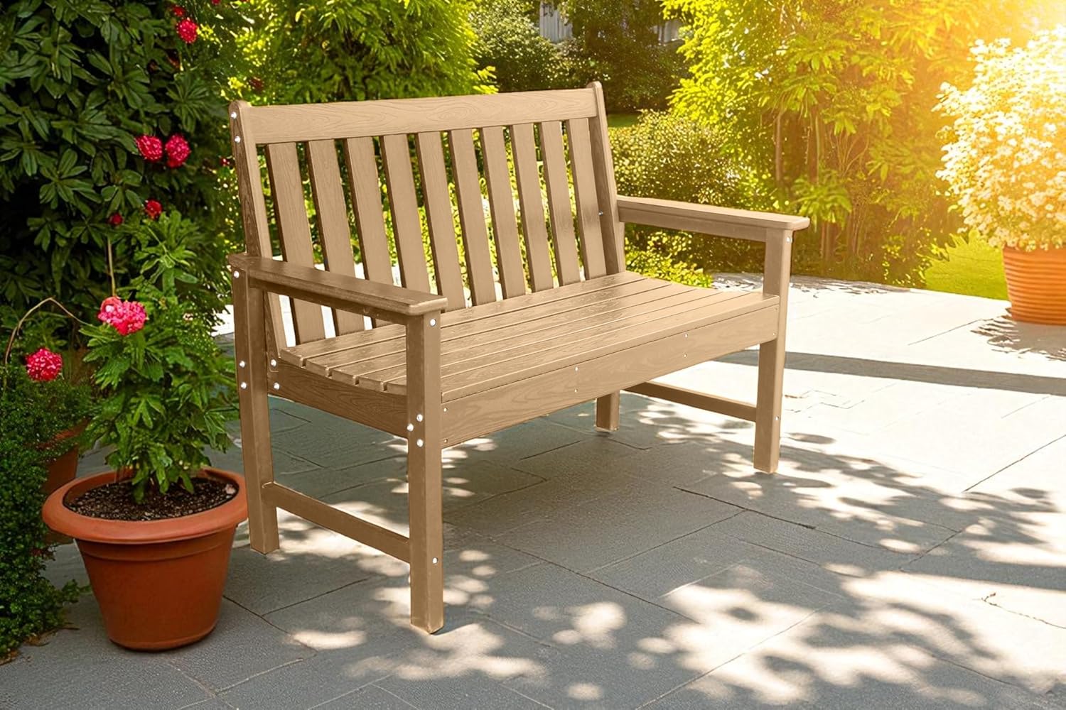 Outdoor Garden Bench Polywood HDPE Waterproof Patio Seat 125cm