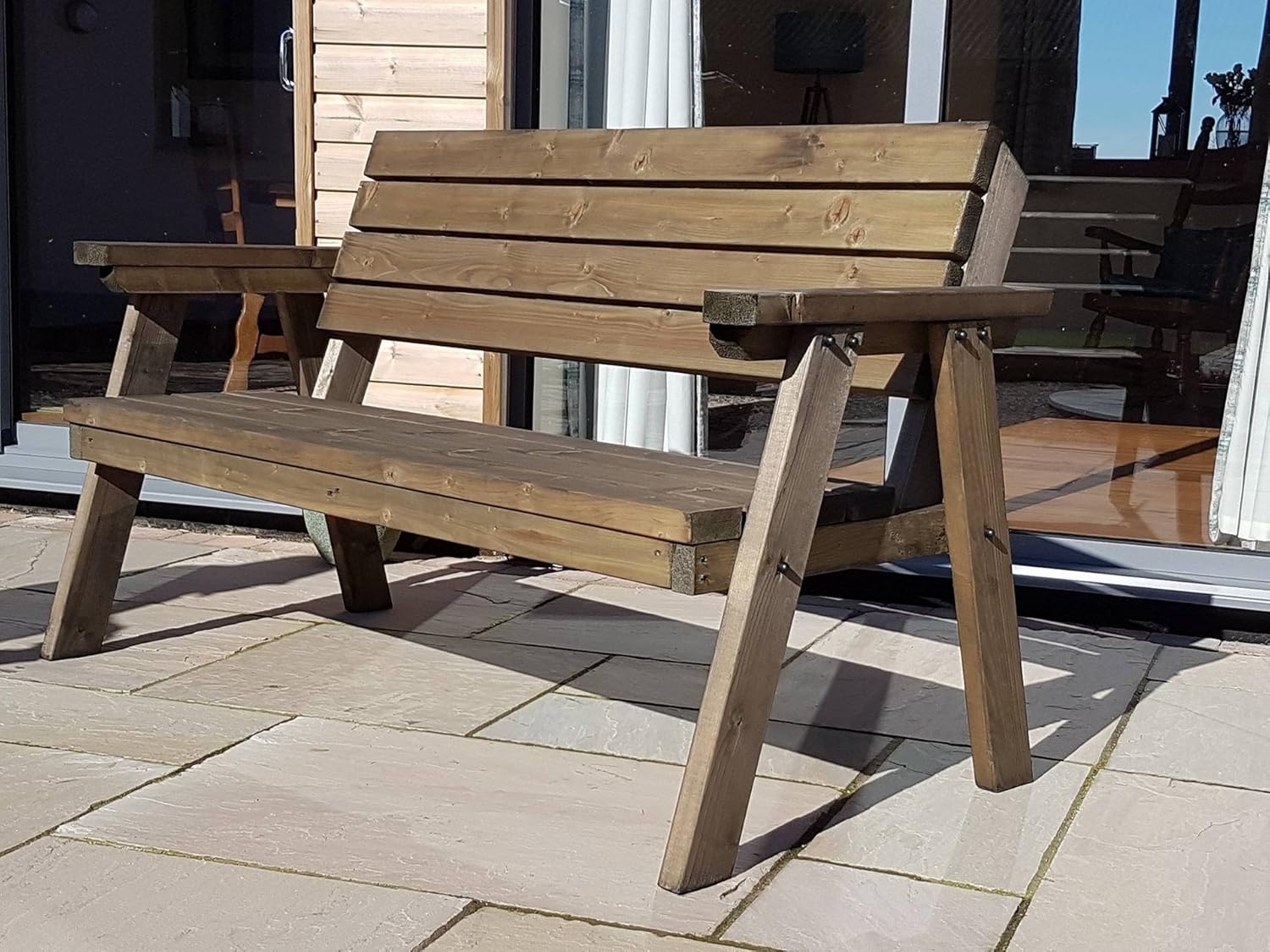 5FT Wooden Garden Bench Rustic Outdoor Patio Seat