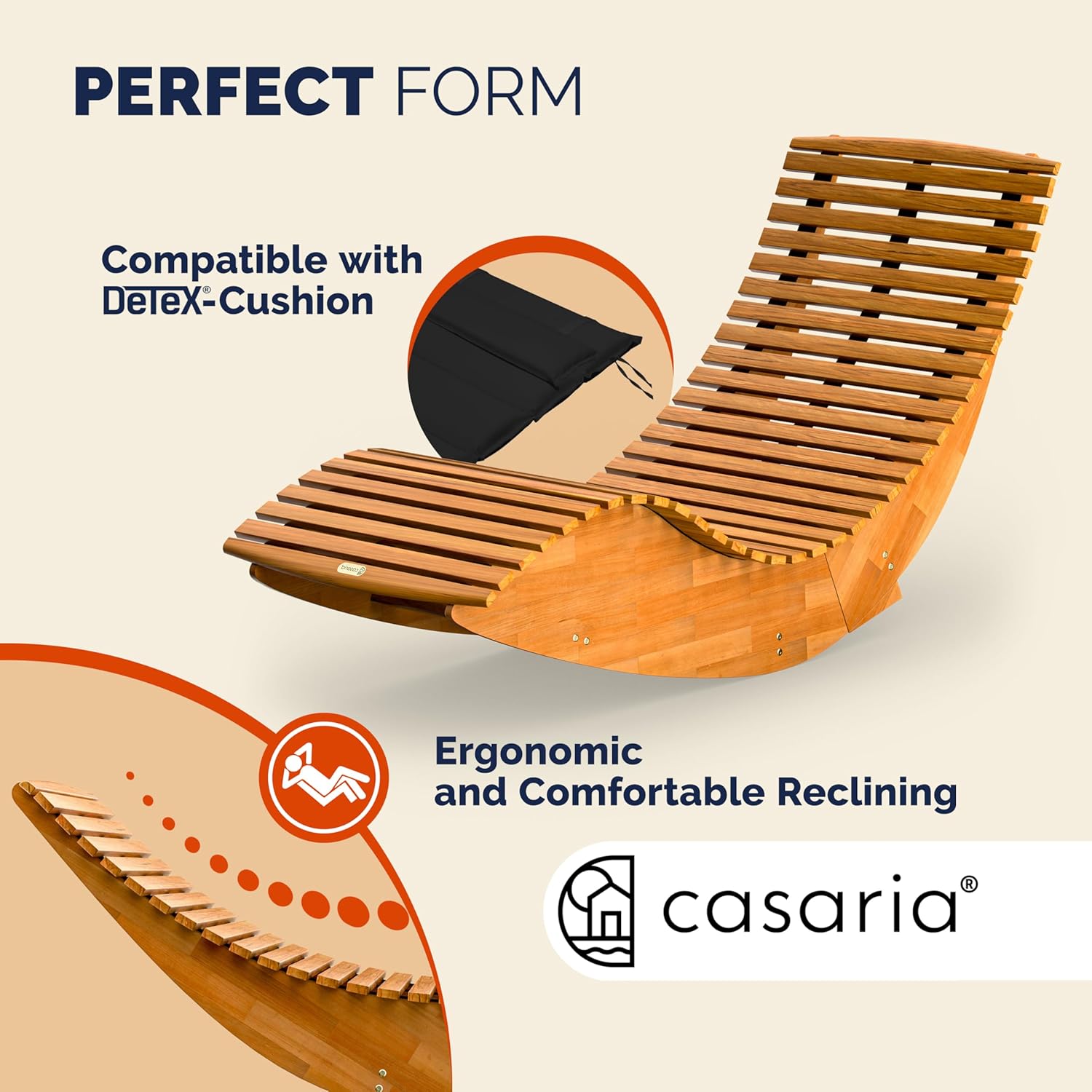 Set of 2 Wooden Rocking Sun Loungers Acacia Brown