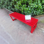 Metal Garden Bench 3 Seater Backless Outdoor Patio Seat 100cm Red