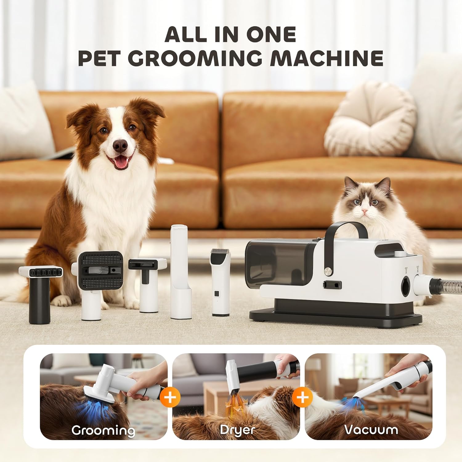 Dog Grooming Vacuum Dryer Kit 12000Pa 5 In 1 Quiet