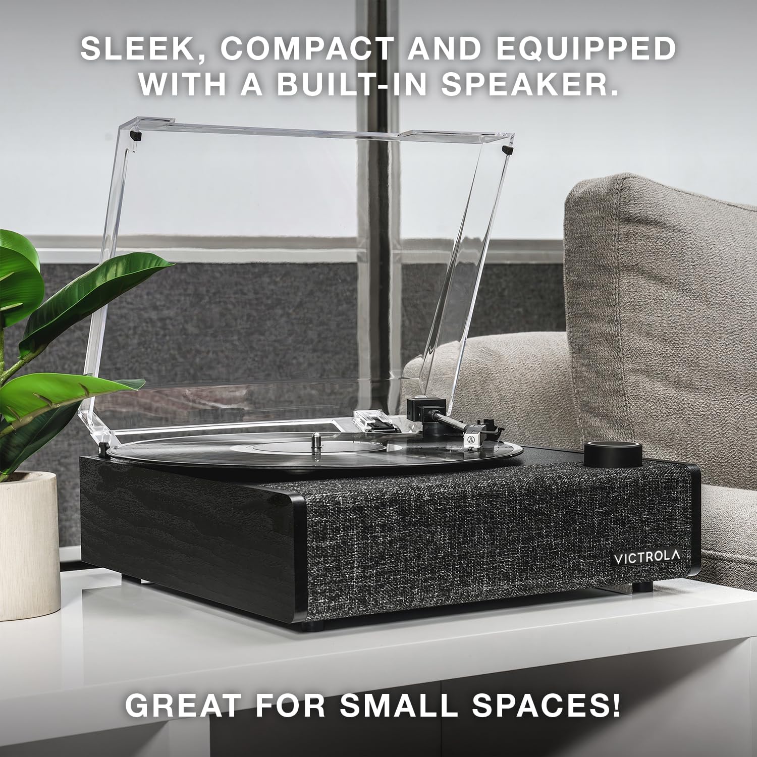 Oak Record Player With Speakers Bluetooth 3 Speed