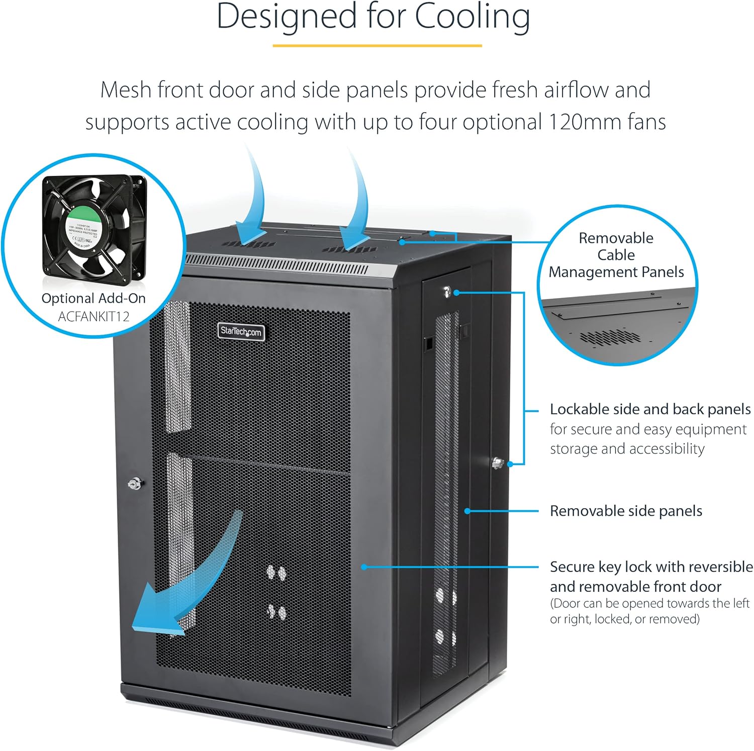 18U Wall Mount Network Cabinet 19in Lockable Rack