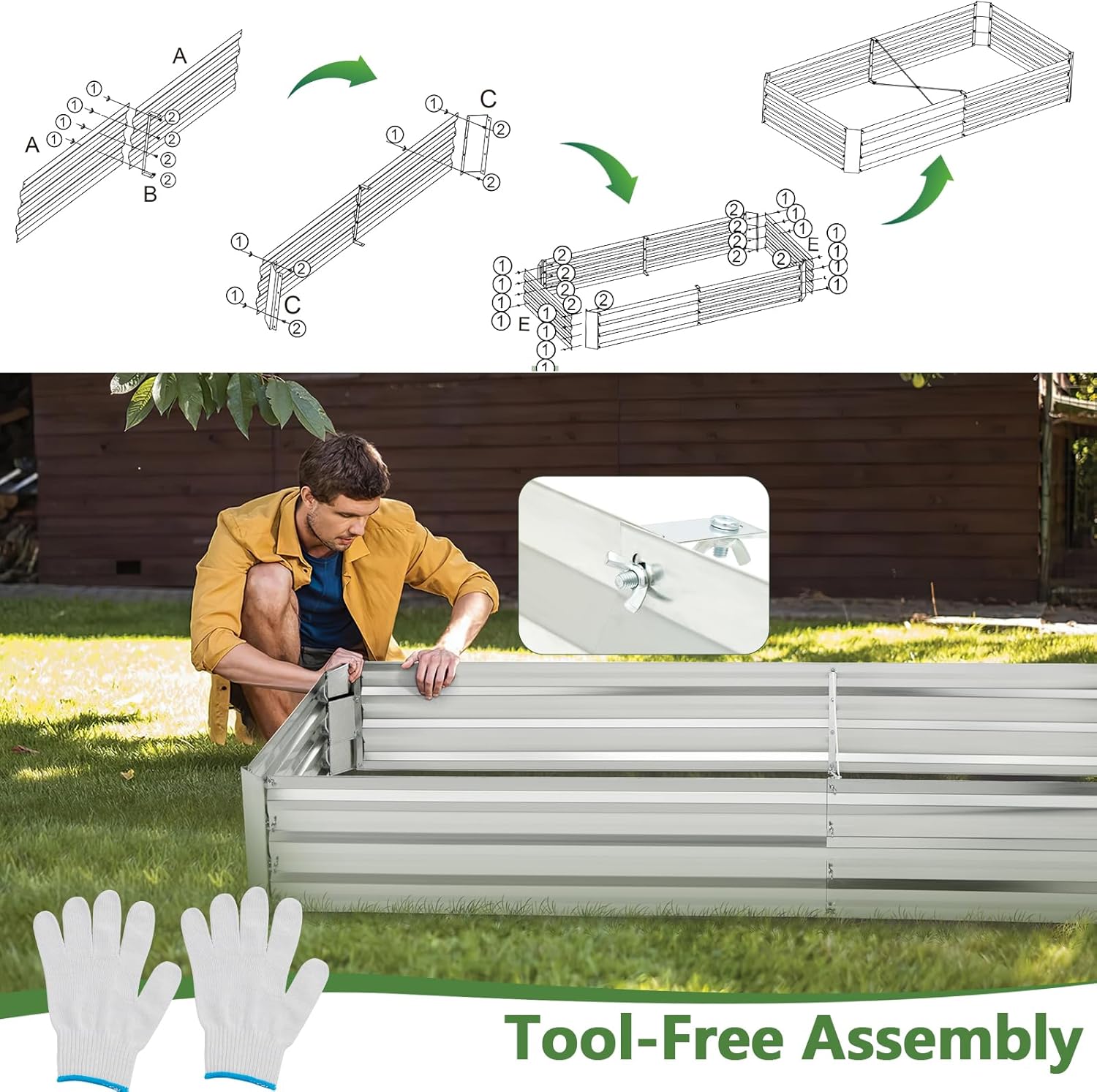 Large Raised Garden Bed 240cm Metal Planter Box Outdoor Veg Herb Bed