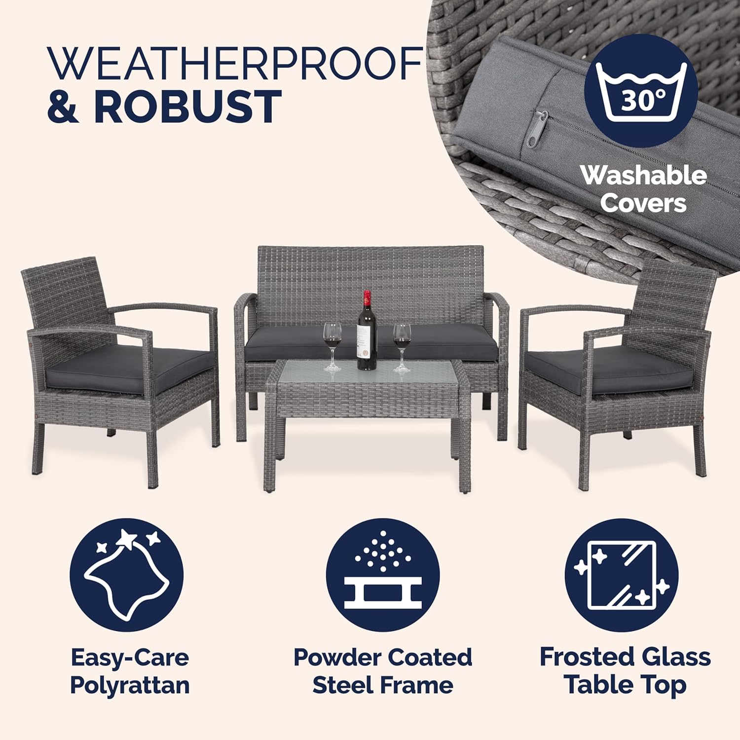 7pc Rattan Garden Furniture Set Patio Sofa Chairs Glass Table