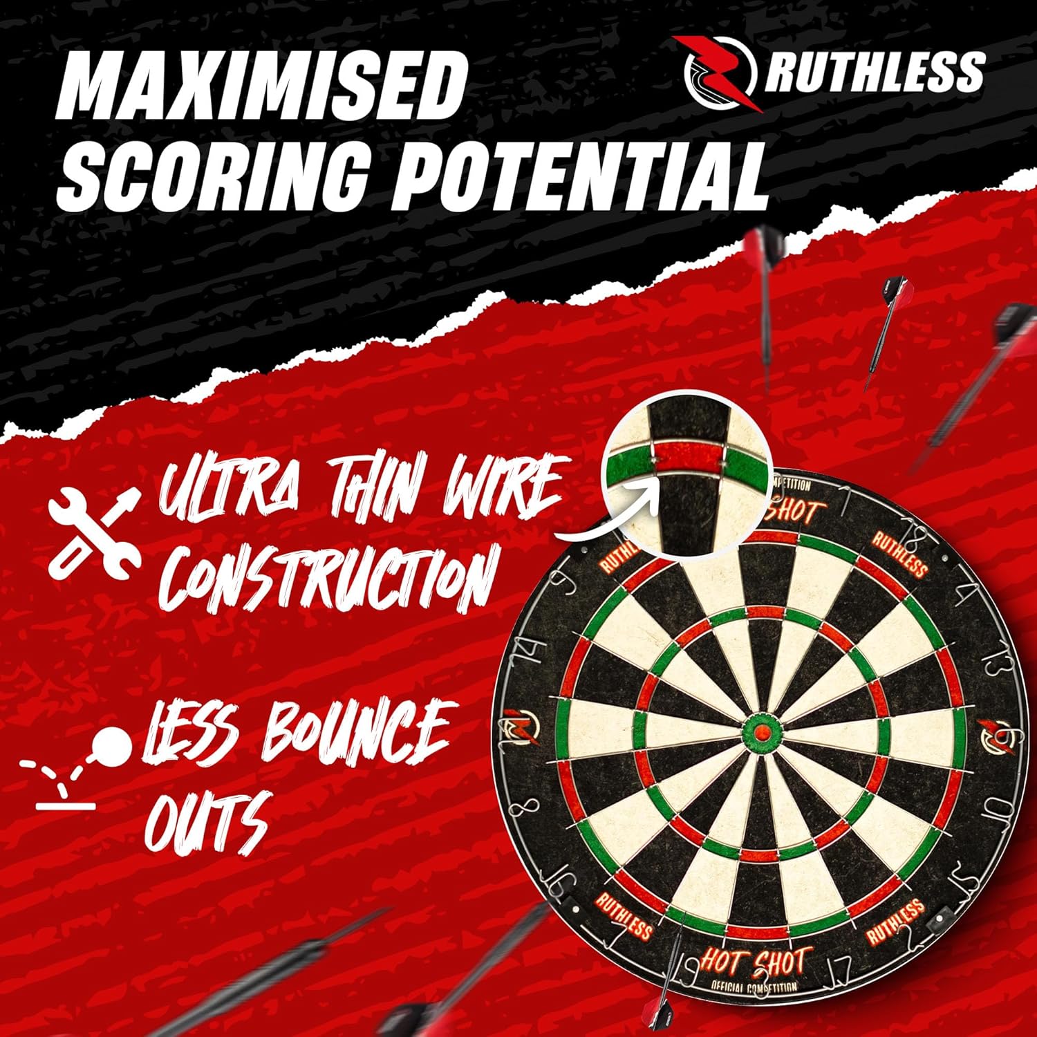 Sisal Dart Board Set Steel Tip Darts Thin Wire High Scoring