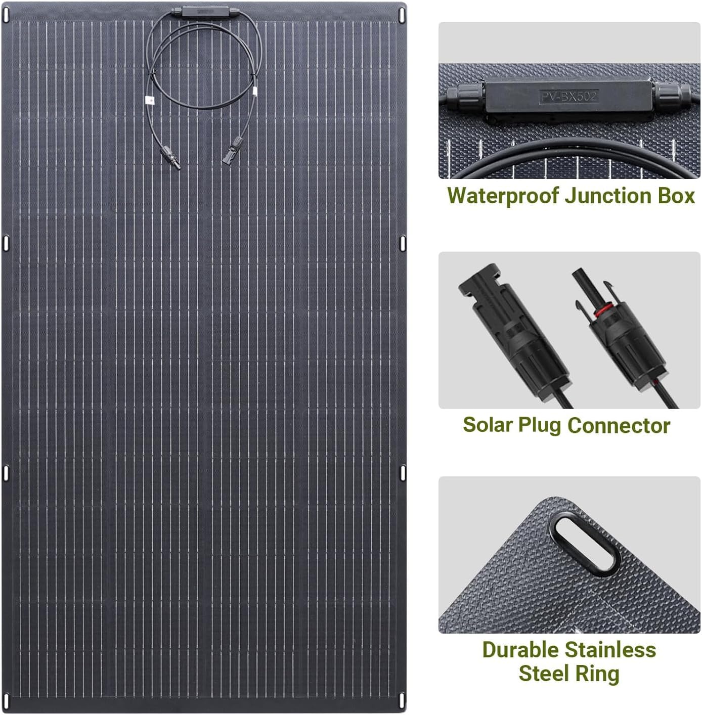 200W Flexible Solar Panel Monocrystalline Waterproof Roof RV