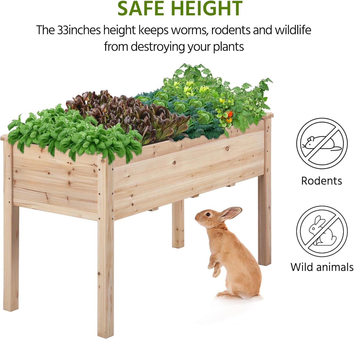 Wooden Raised Garden Planter 120cm Elevated Herb Vegetable Bed