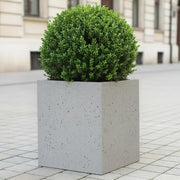 30cm Square Garden Planter Stone Effect Grey Plant Pot Drainage