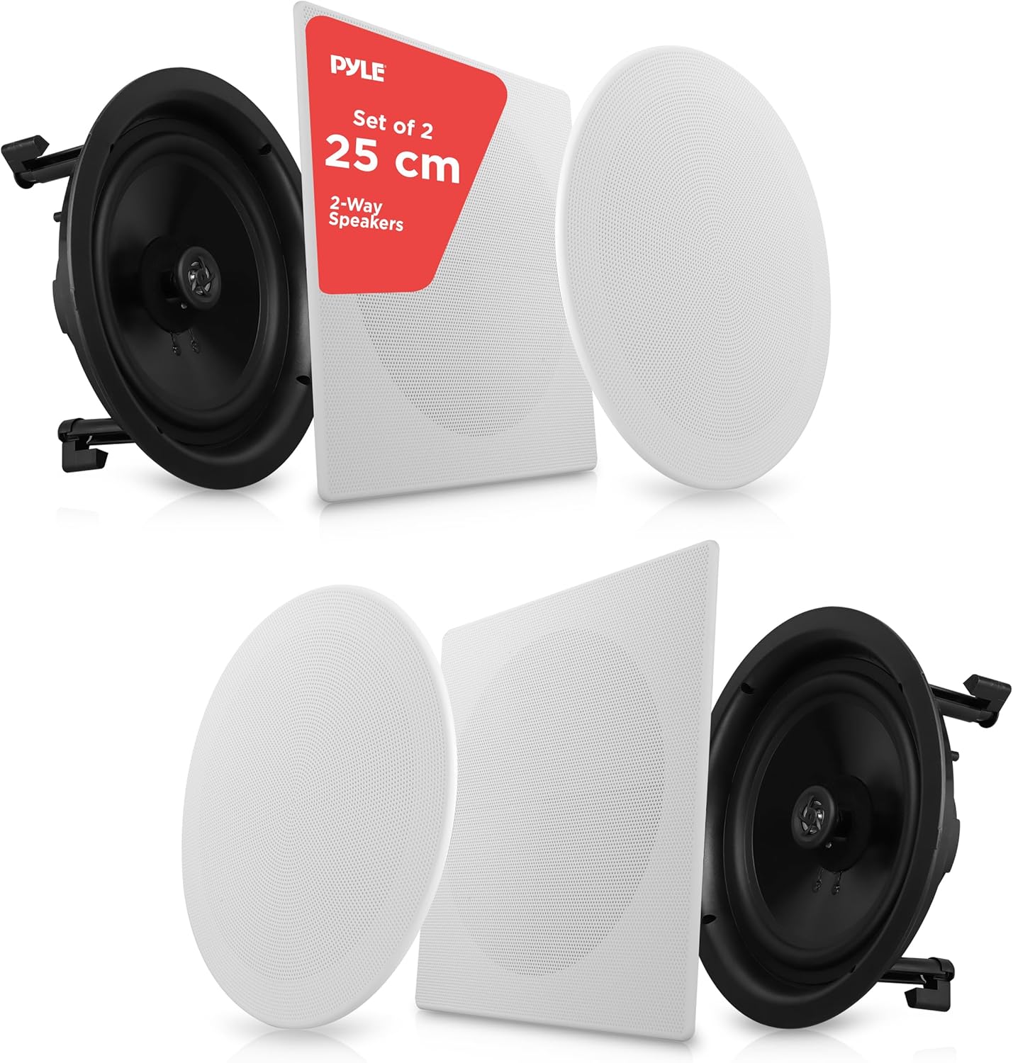 10 Inch In Ceiling Wall Speakers 300W Flush Mount Stereo Pair