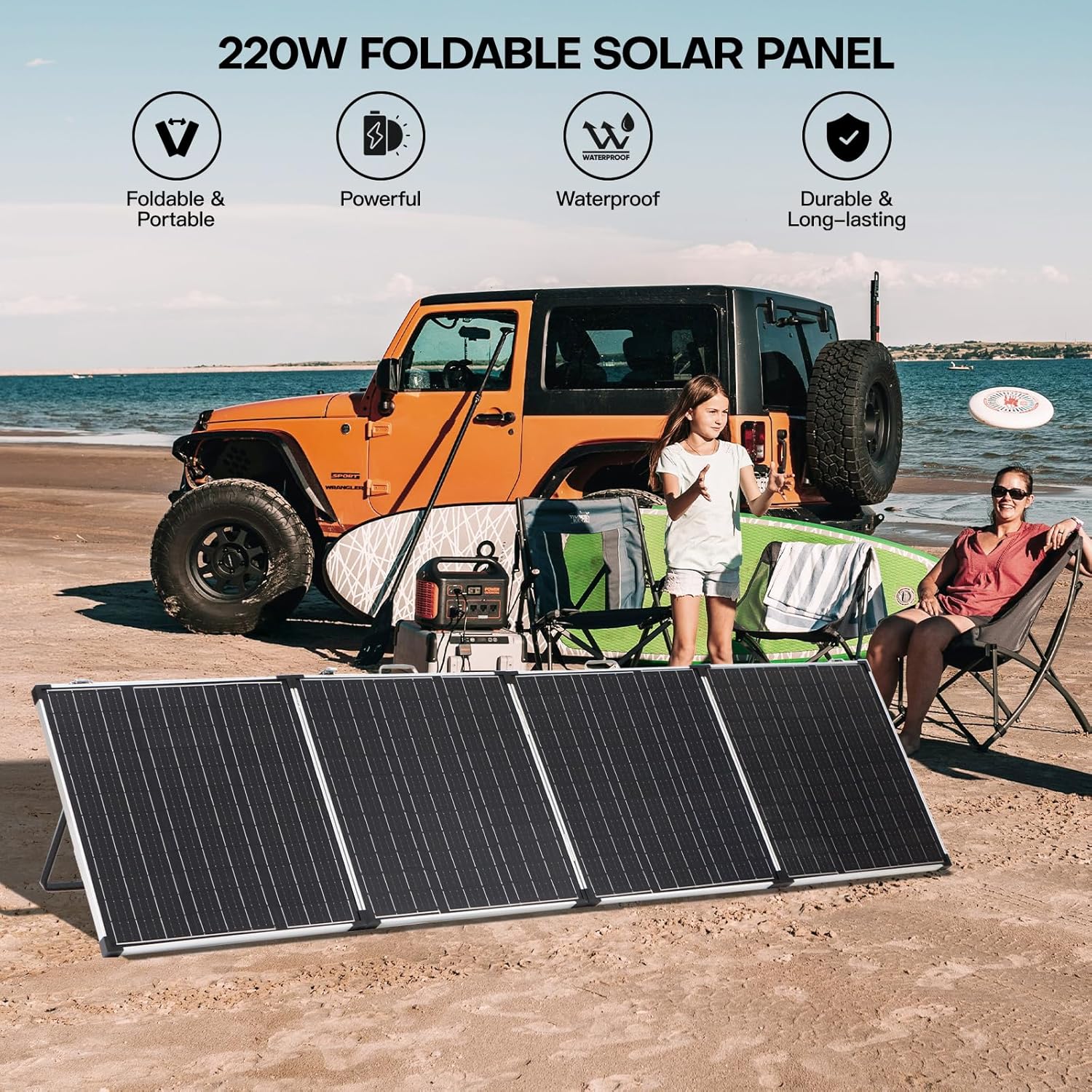 220W Foldable Solar Panel Kit 18V Portable Charger RV Boat