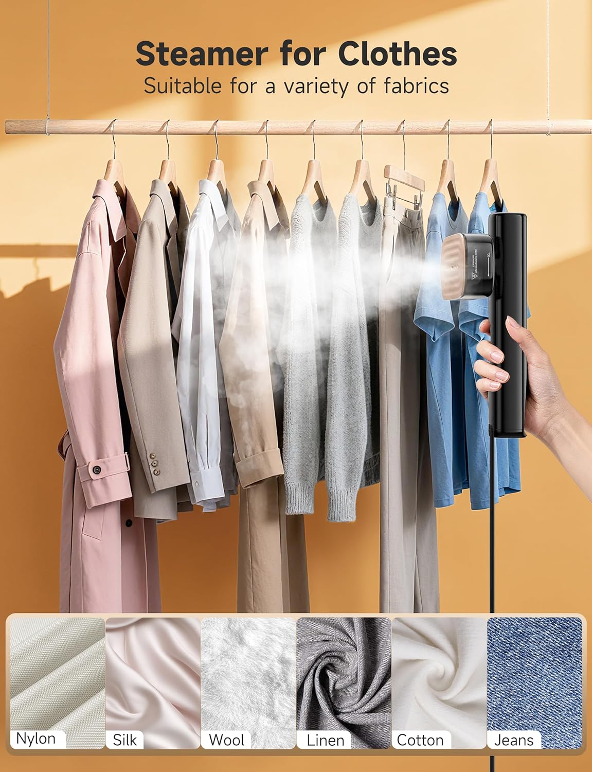 1200W Travel Garment Steamer LED Touch Portable Iron Fast Heat