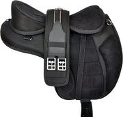 Treeless English Horse Saddle 17 Inch Black Synthetic Suede Tack Set