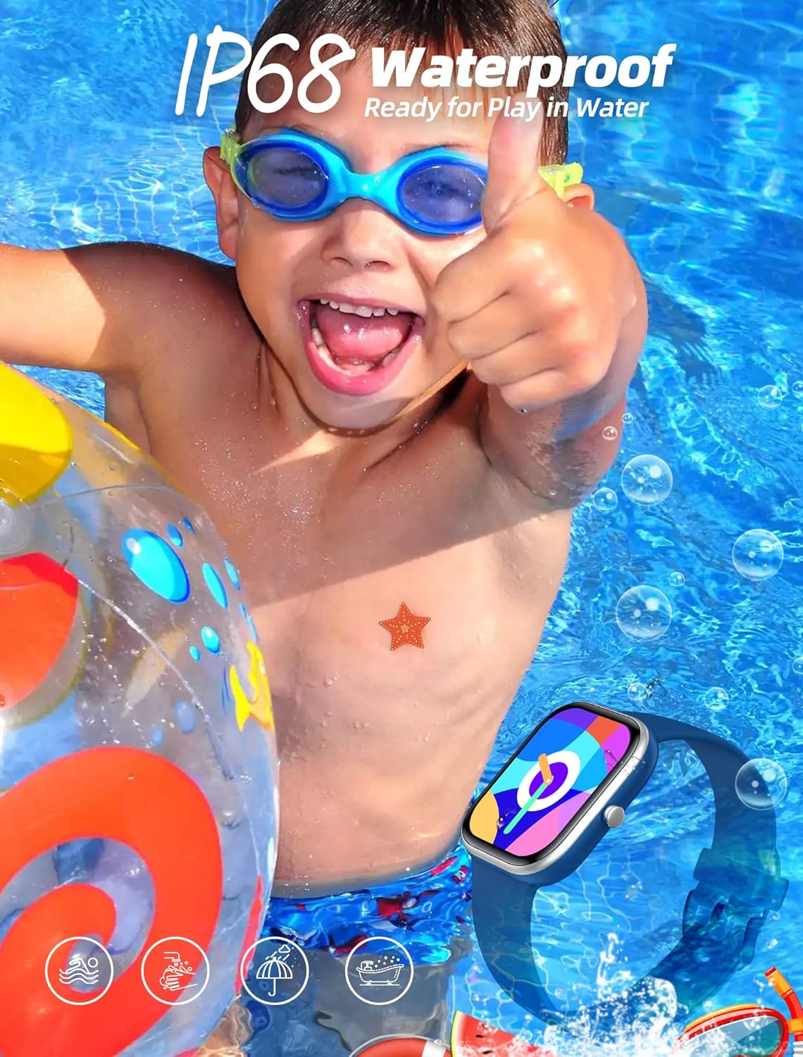 Kids Fitness Smart Watch Blue Heart Sleep Tracker
