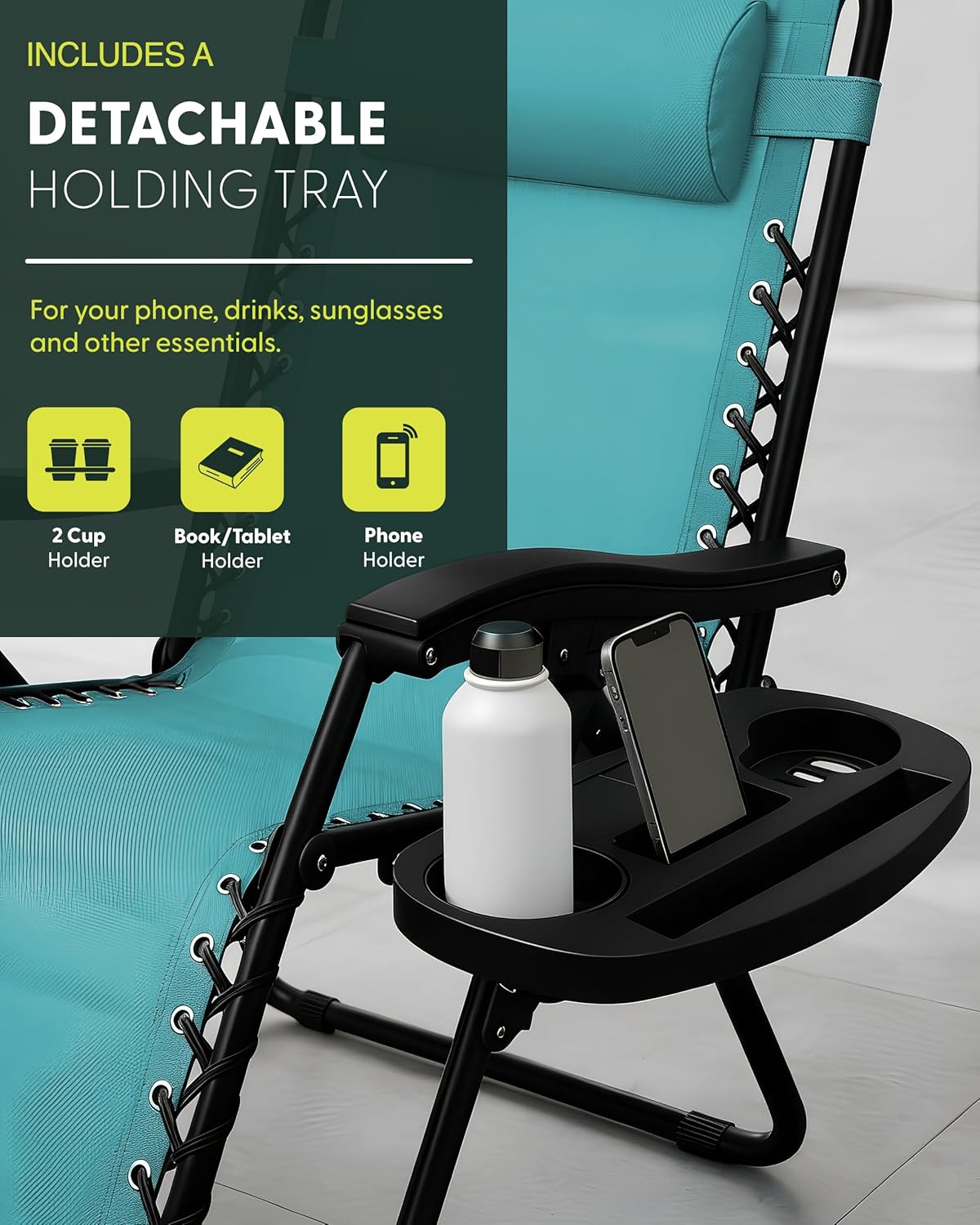 Set of 2 Zero Gravity Recliner Chairs Teal 160 Degree