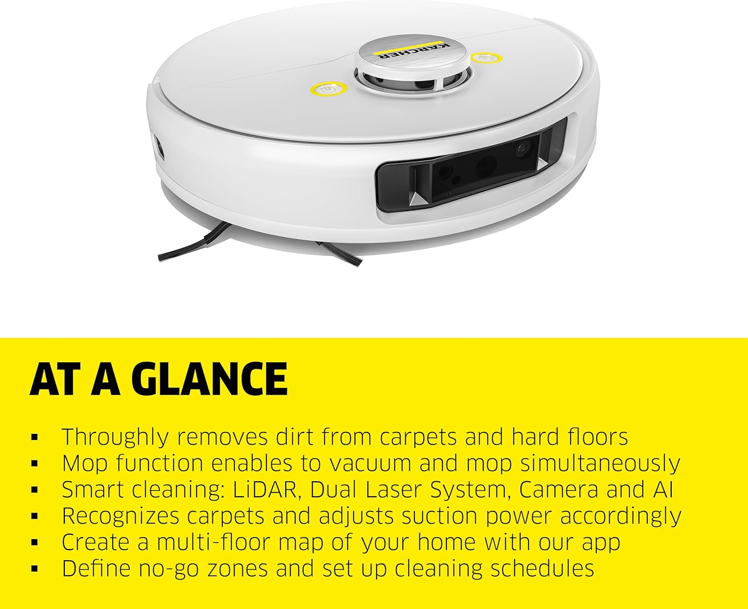 Robot Vacuum Mop 5000Pa LiDAR AI Mapping App Control 140min