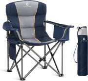 Heavy Duty Folding Camping Chair 200kg Cooler Cup Holder Blue