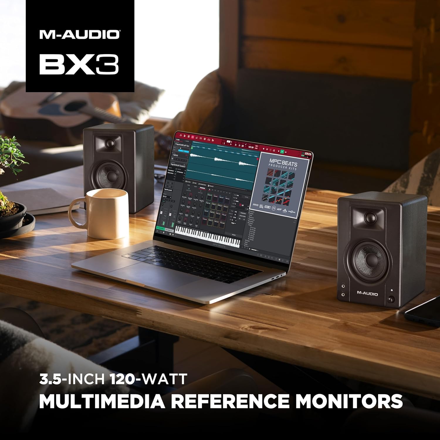 120W Studio Monitor Speakers 3.5" Desktop PC Recording Audio