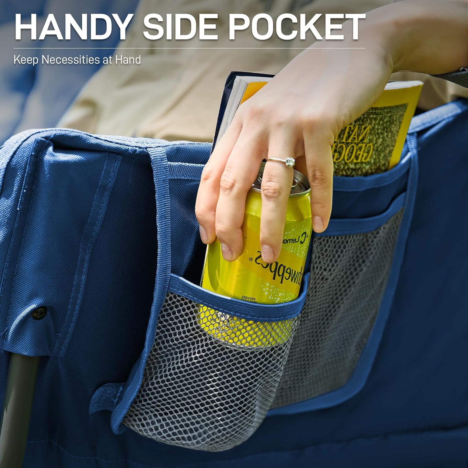 Double Folding Camping Sofa Chair 320kg Padded Blue