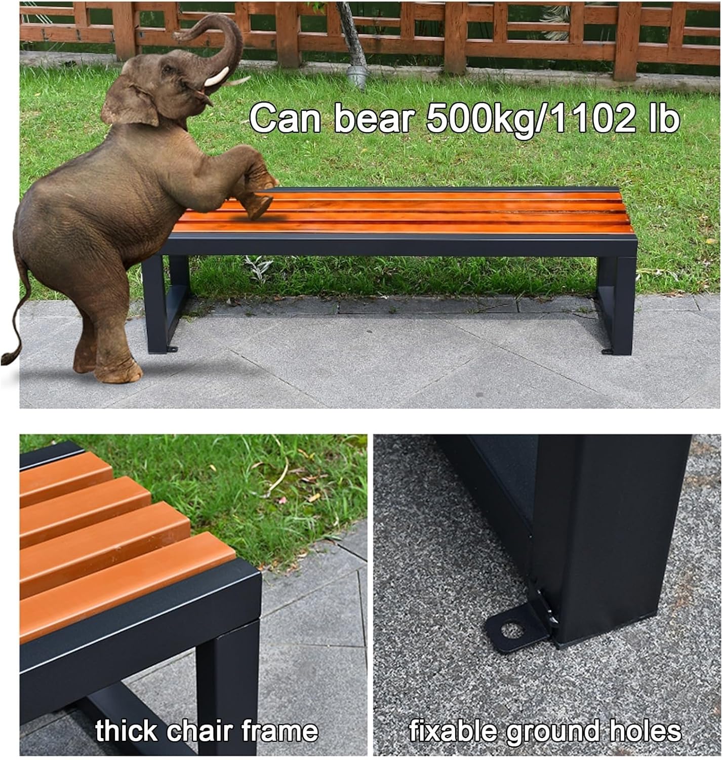 120cm Metal Garden Bench Cast Iron Outdoor Patio Park Seat