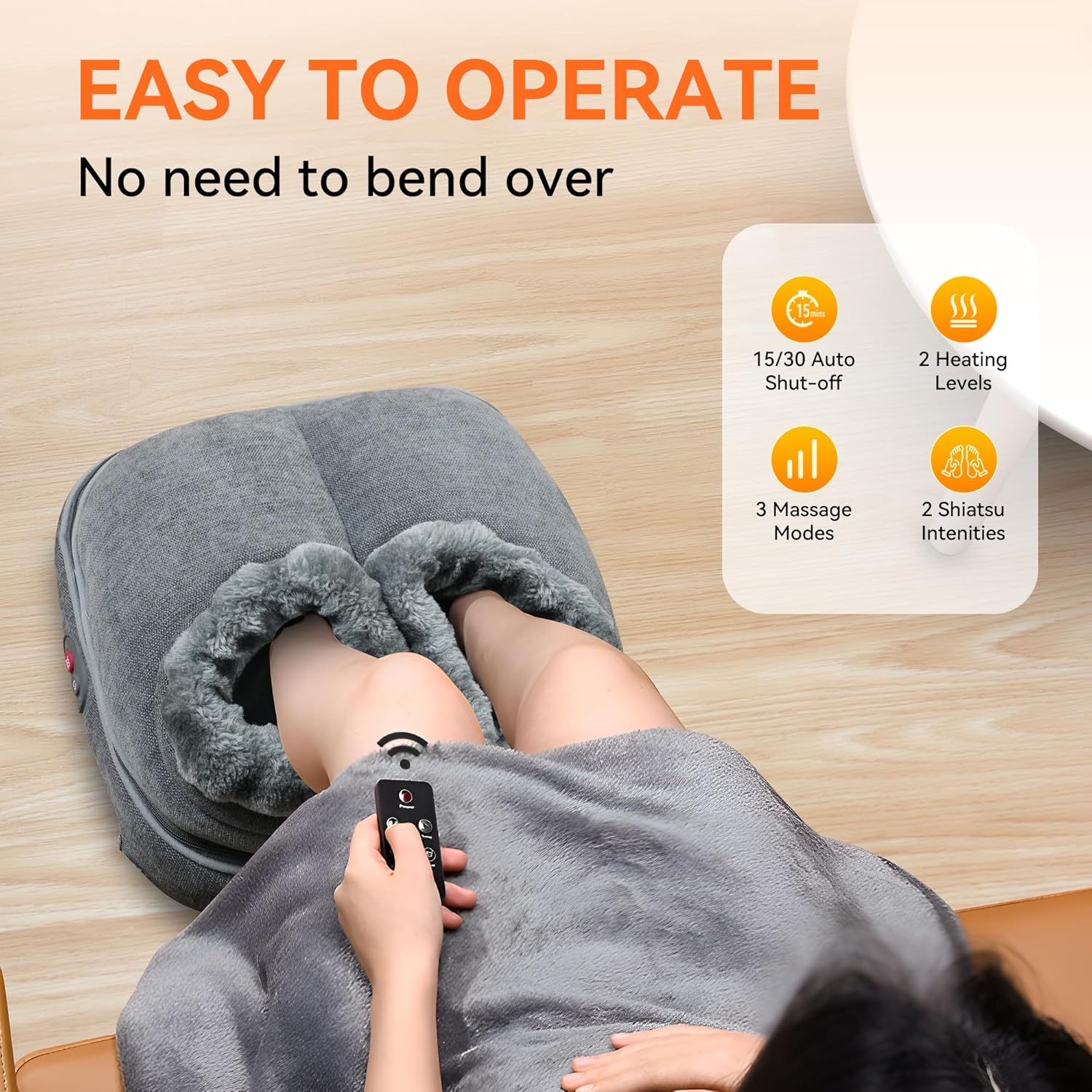 Shiatsu Foot and Back Massager Heat Remote Deep Kneading Relief