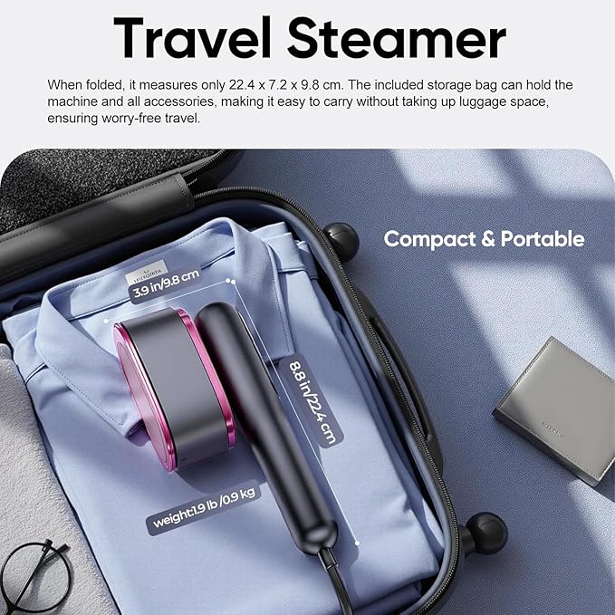 Travel Garment Steamer 1200W 2in1 15s Heat LED Foldable Iron