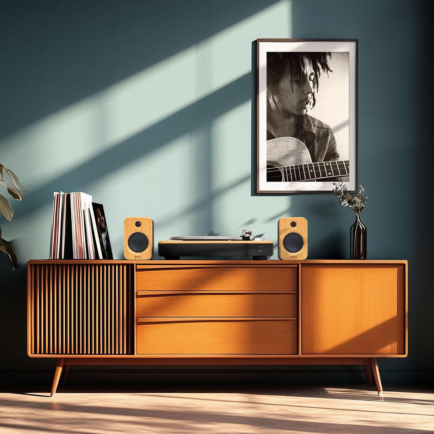 Bluetooth Bamboo Turntable 2 Speed Preamp Vinyl Player