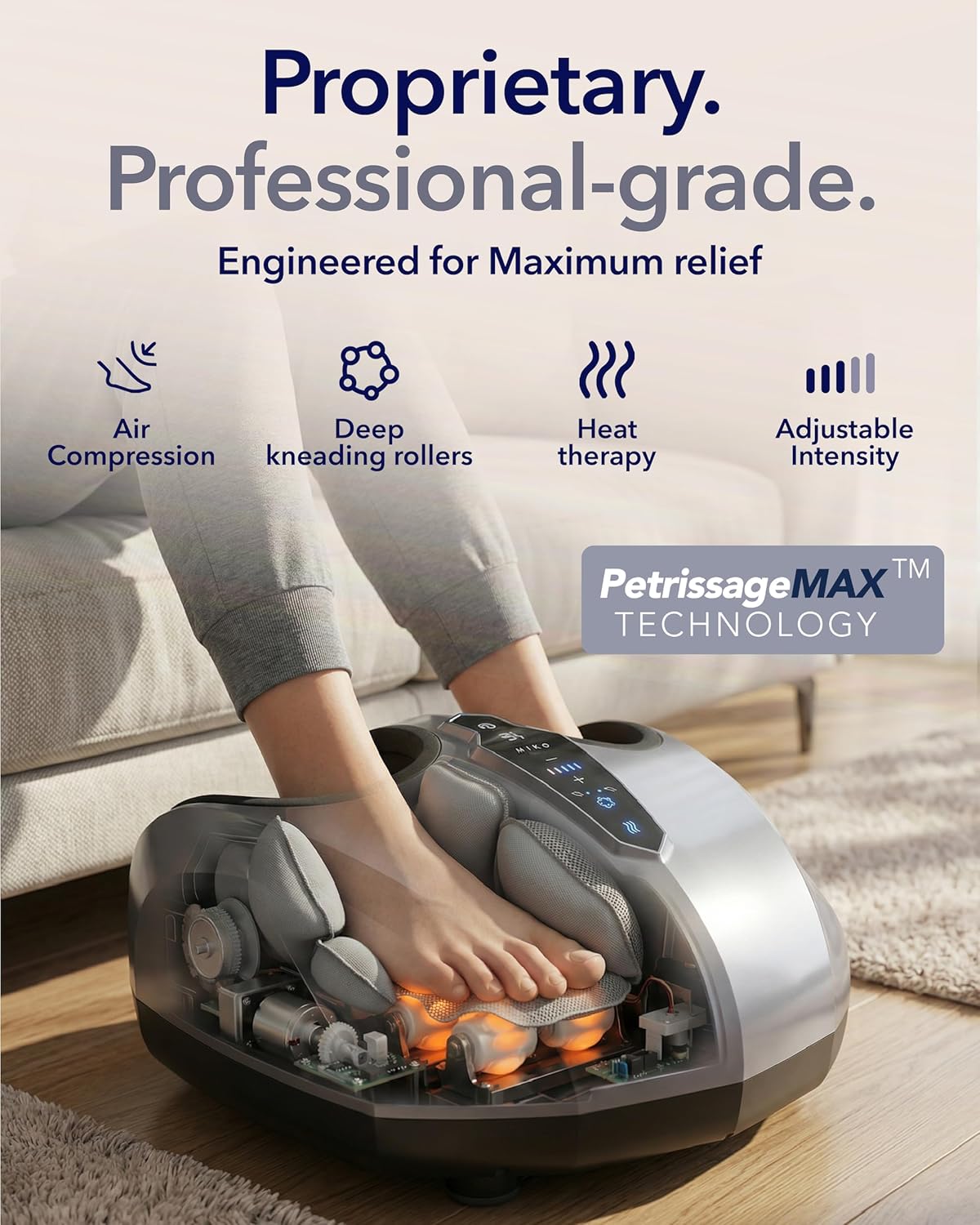 Shiatsu Foot Massager Heat Air Compression Deep Kneading Pain Relief