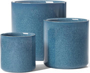 Ceramic Plant Pots Set 3 Harbor Blue Indoor Planters Drainage