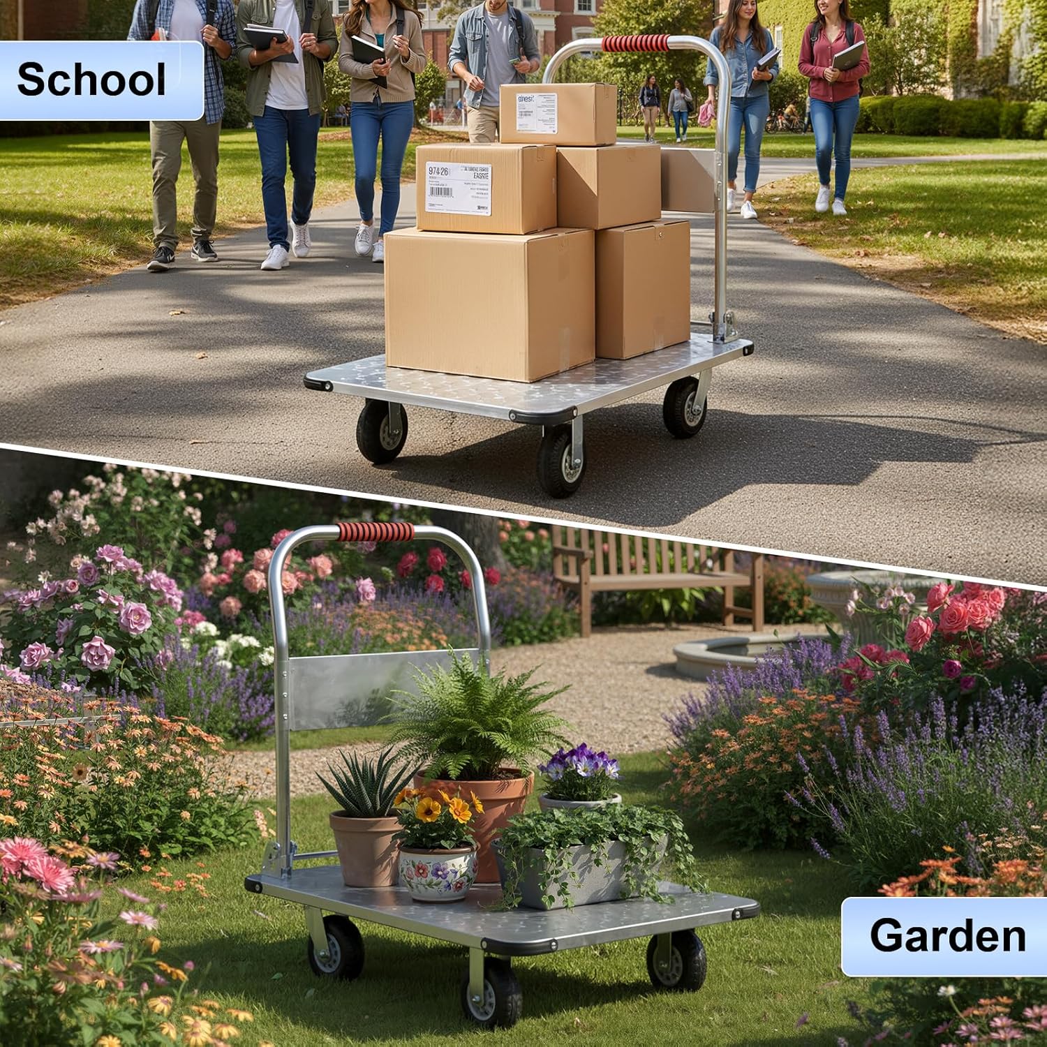 2000lbs Foldable Steel Platform Truck Flatbed Push Cart