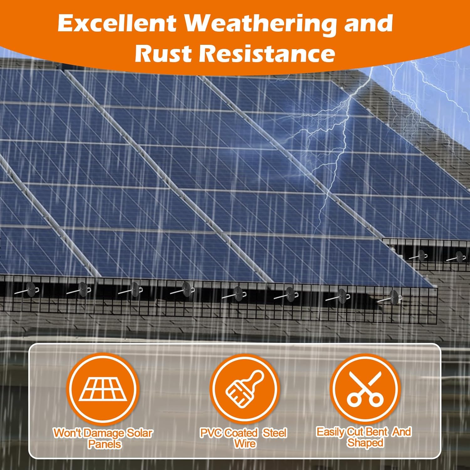 100ft Solar Panel Bird Mesh Kit 6in PVC Coated Pigeon Guard